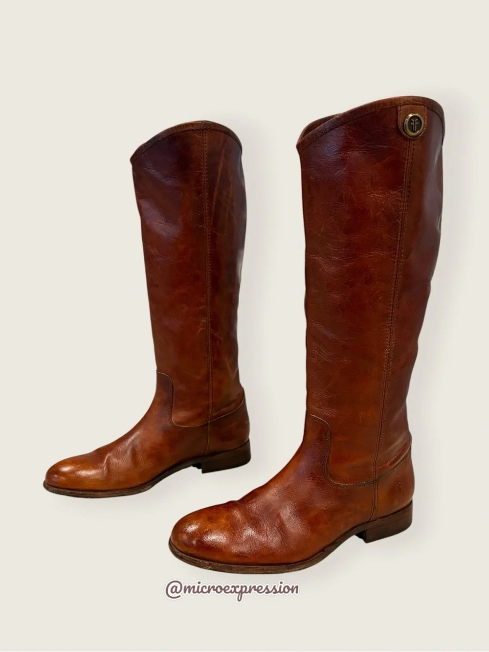 $399 Frye Melissa Button 2 Cognac Leather Equestrian Riding Knee High Tall Boots